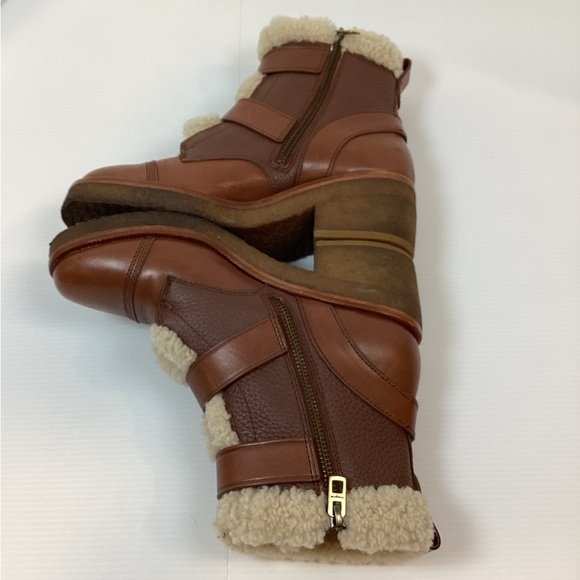 Coach Preston Booties With Genuine Shearling Trim Saddle Brown Women’s Size 7 - Picture 6 of 13